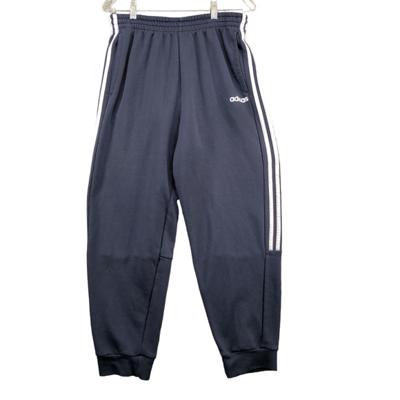 Adidas Men's Jogger Pants Blue L Drawstring Waist Side Stripe - Picture 1 of 13